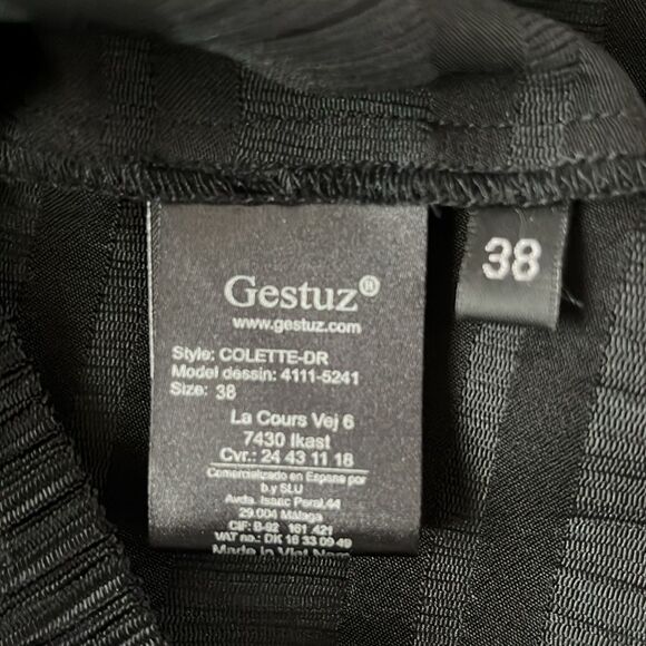Gestuz Size 38, XS  Smocking Mini Satin Black Dress Long Sleeves NWOT - Picture 11 of 12